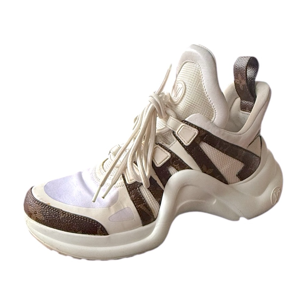 Louis Vuitton Cream and Brown Sneakers